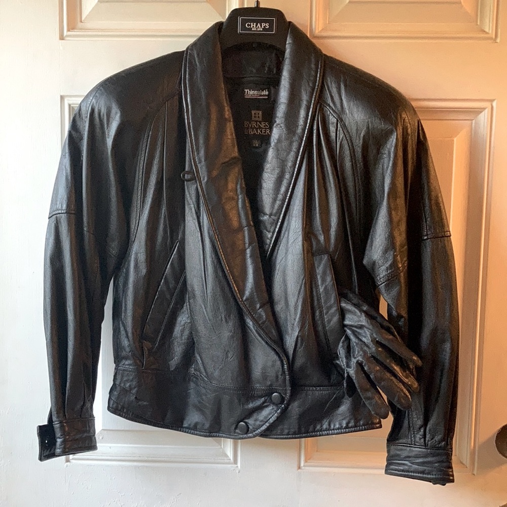 Byrnes & Baker Vintage Black motorcycle leather jacket xsmall.